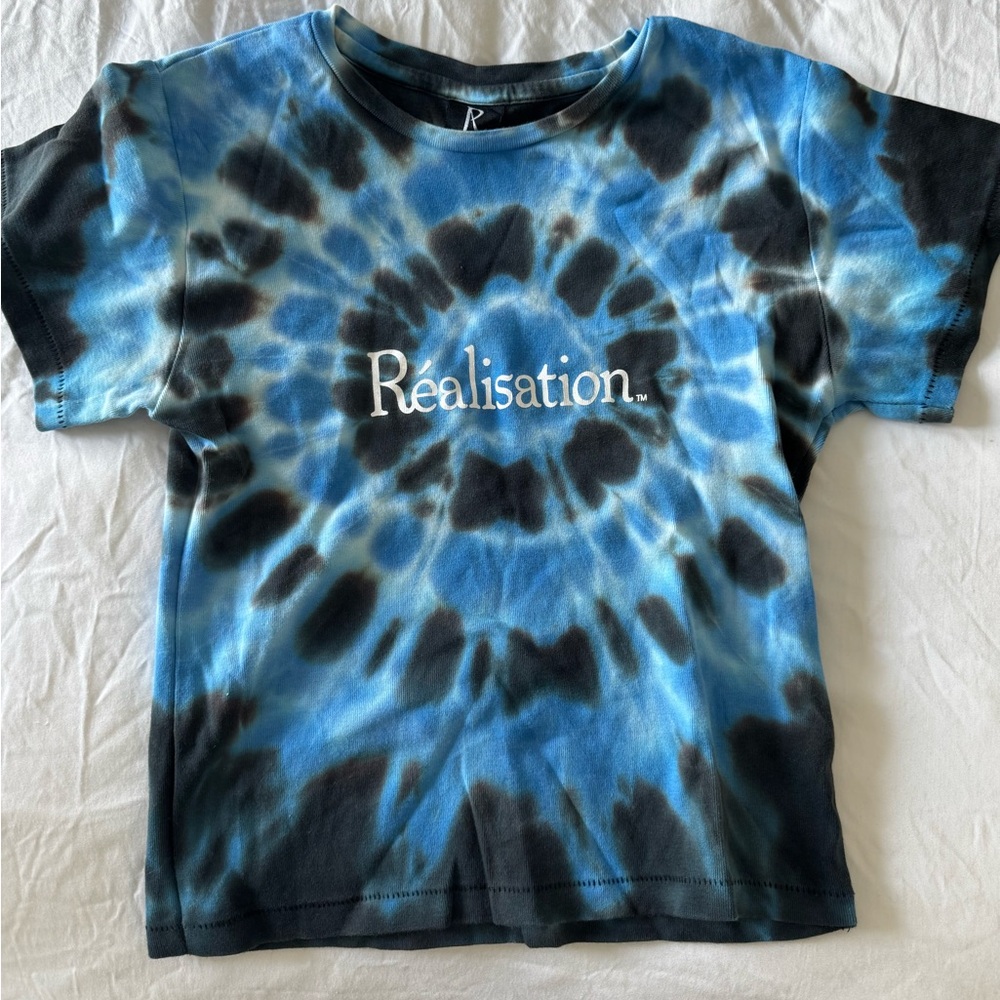 Realisation Par Black and Blue Tie-Dye Crop Top
